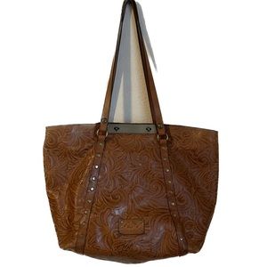Patricia Nash Benvenuto Embroidered Signature Leather Tote Bag Purse